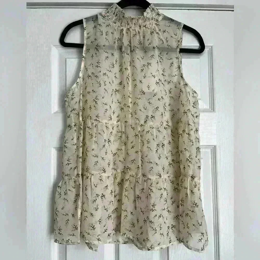 Pleione Floral Sheer Sleeveless Blouse